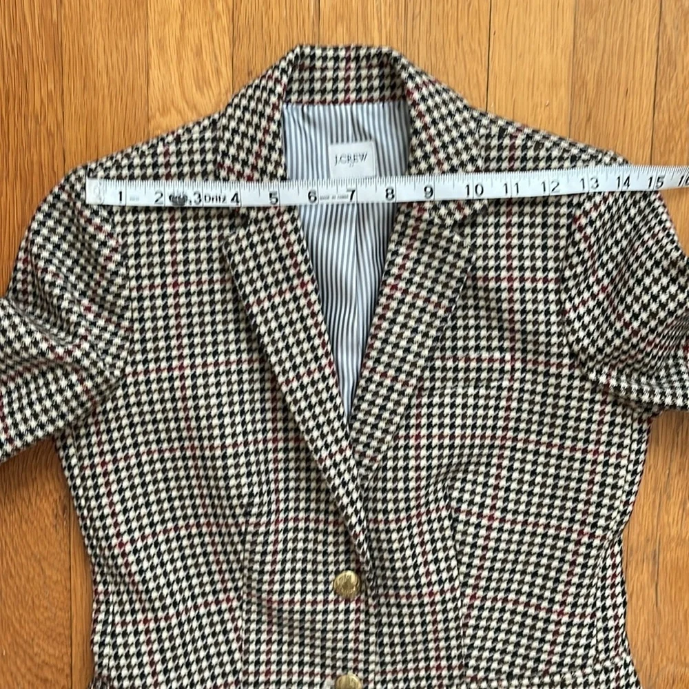 J.Crew Fitted Herringbone Plaid Two Button Wool Blend Blazer Jacket Size 00 - Picture 15 of 15